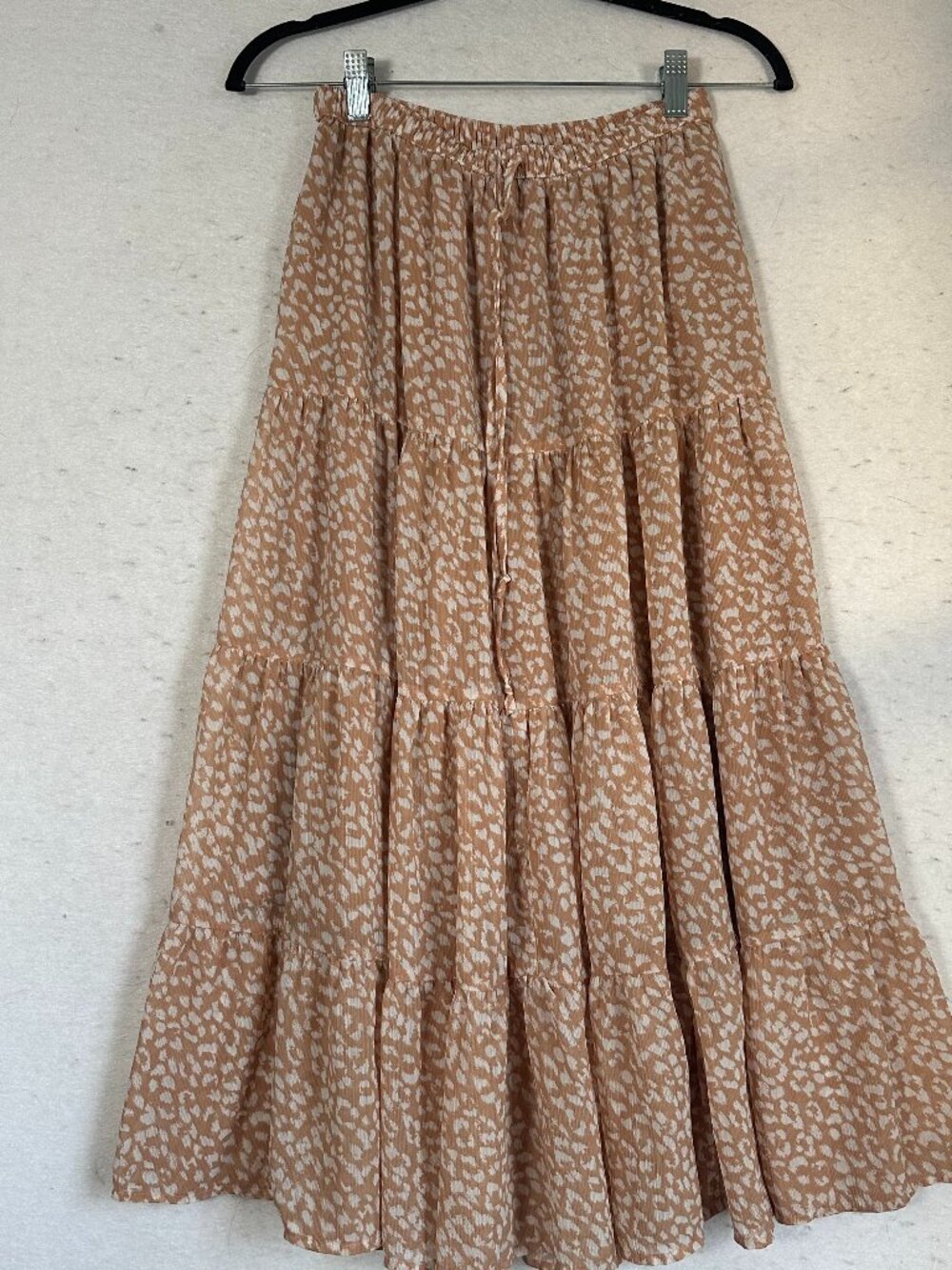 Aerie Leopard Print Tiered Maxi Skirt Size S brow Chiffon Fairy Wilderkind Girly